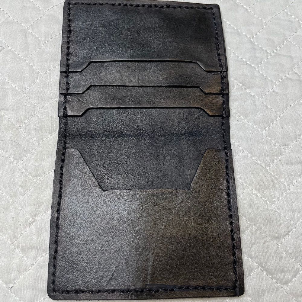 Handmade Custom Black Slim Folding Wallet w/ Pockets - OS
